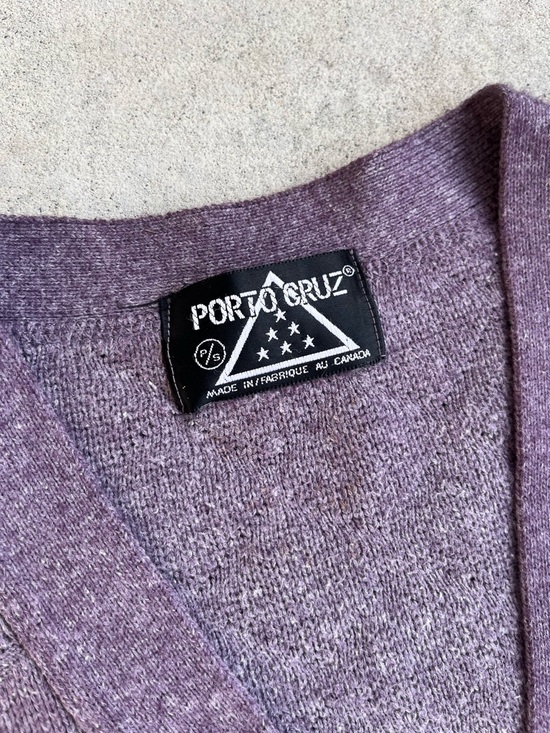 Vintage-Inspired Purple Patterned Knit Cardigan Vest - Picture 4 of 5
